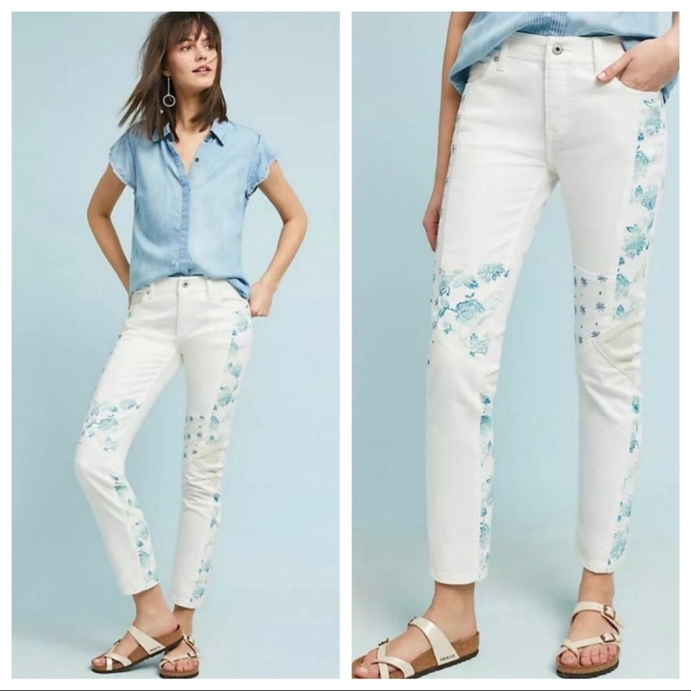 🆕NWT Anthropologie Slim Straight Patchwork Jeans